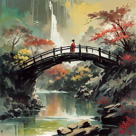 Collapsed bridge in a post-apocalyptic world