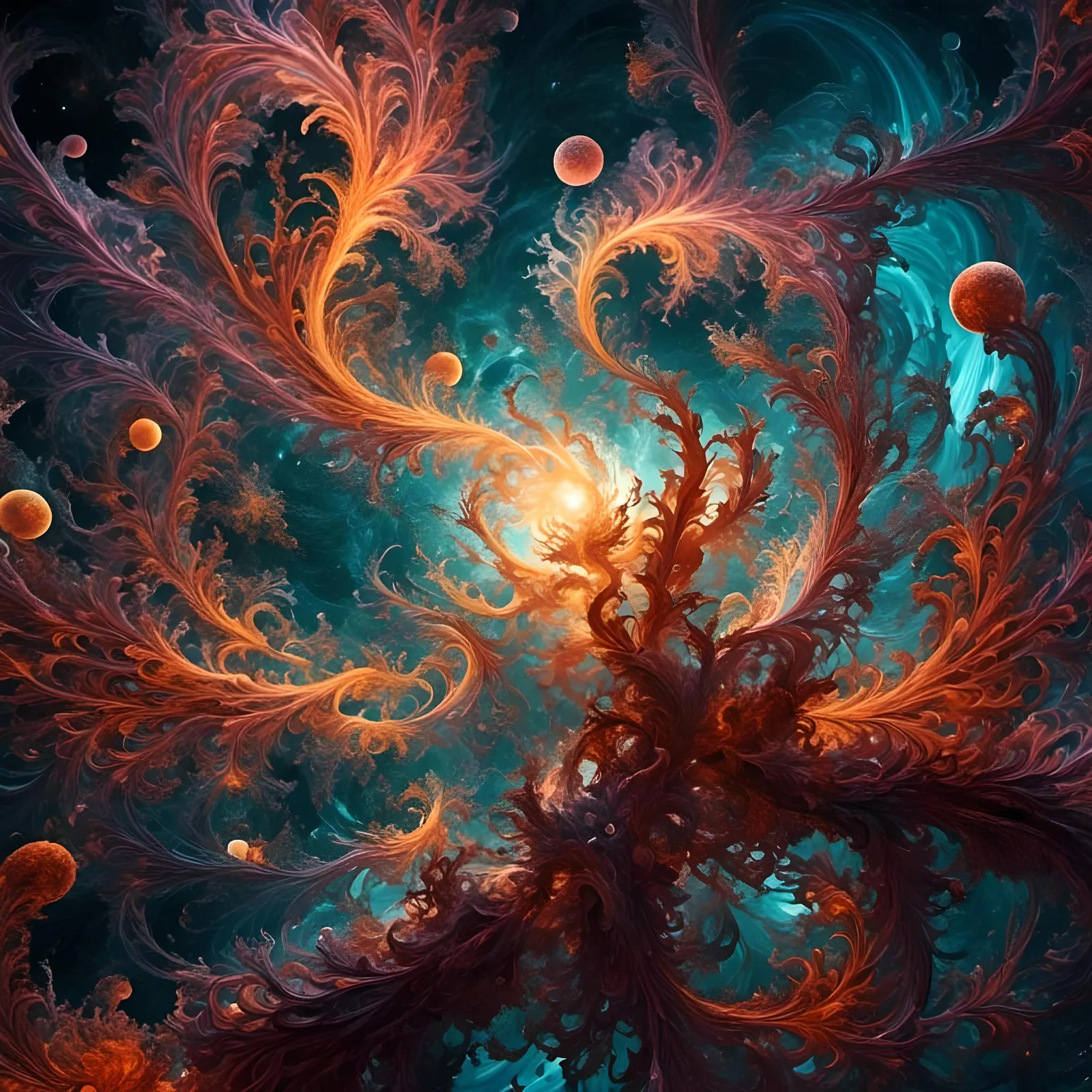 The center of a spiral galaxy exploding with color