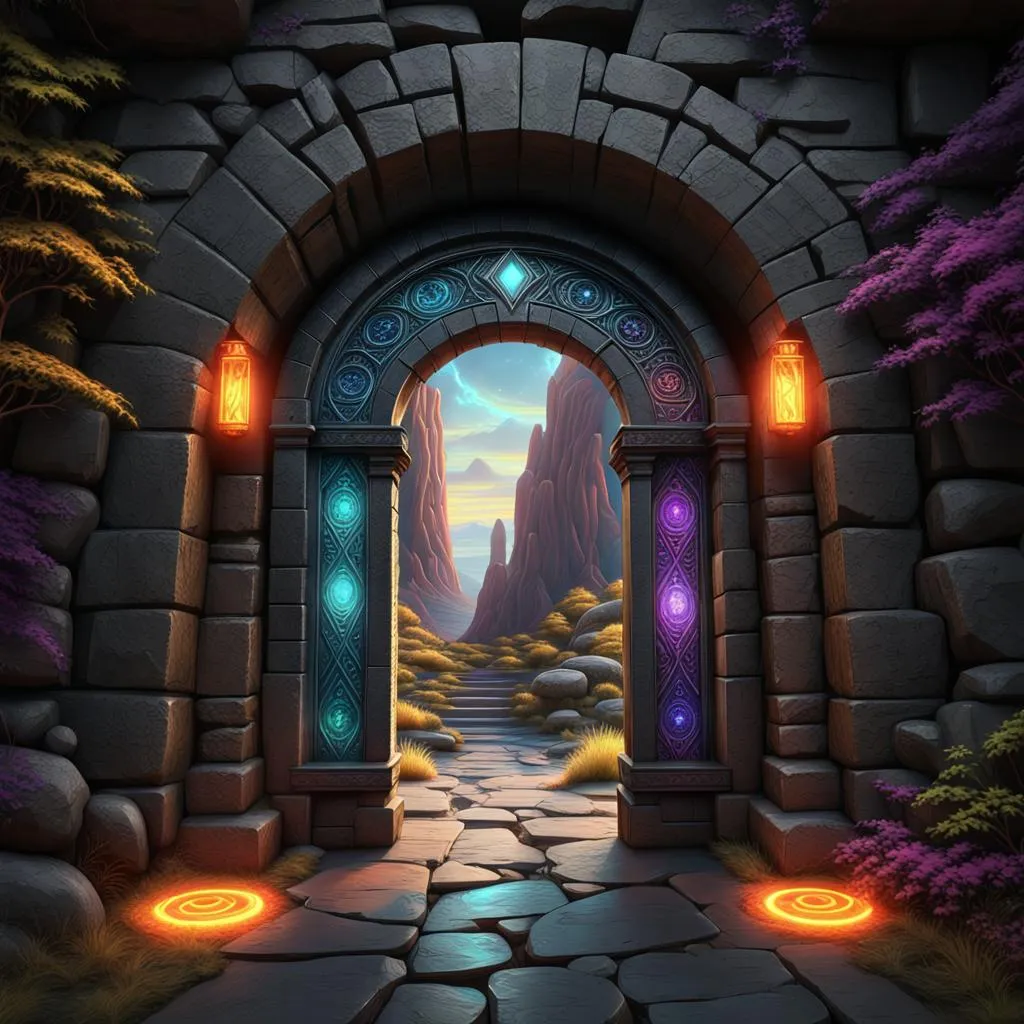 Stone portal glowing with energy