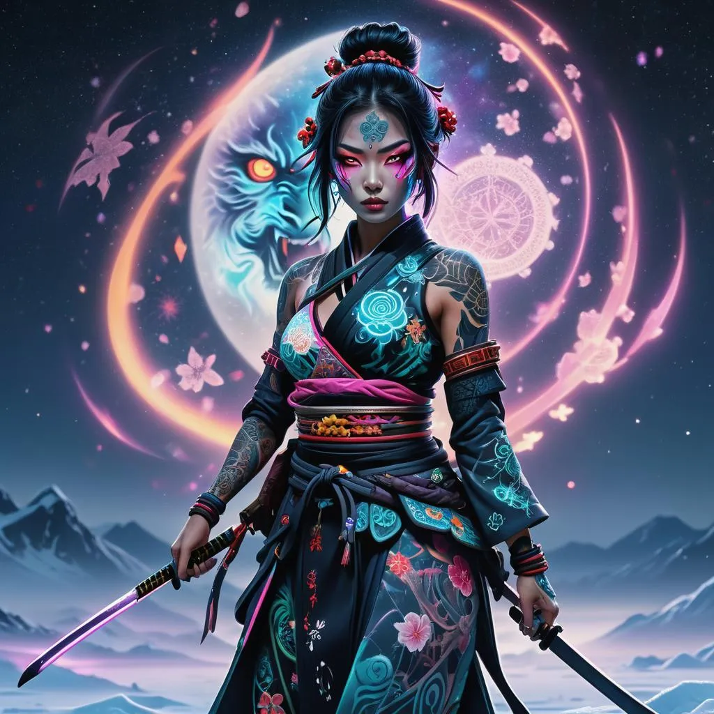 Anime-style girl with neon sword